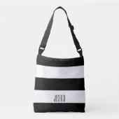 Moderne Schwarzweiss-Streifen-personalisierter Tragetaschen Mit Langen Trägern (Vorderseite)