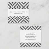 Moderne Schwarzweiss-Streifen-Stammes- Muster Quadratische Visitenkarte (Vorne/Hinten)