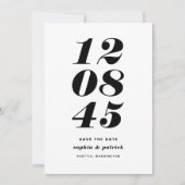 Moderne Schwarzweiß-Weiß-Datums-Typografie Save The Date (Vorderseite)