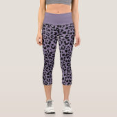 Moderne Schwarzweißdrucke mit Lila Leopard Capri Leggings (Vorderseite)