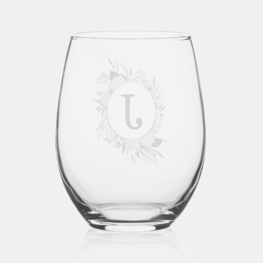 Moderne Schwarzweißfarben-Monogramm-Imitat Weinglas Ohne Stiel (Rückseite)