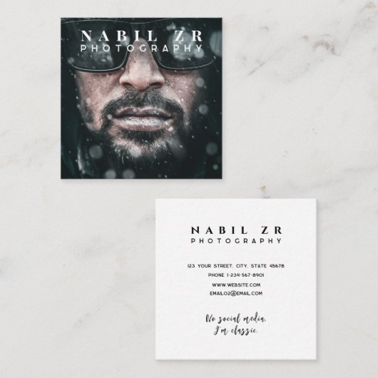moderne Schwarzweißfotografie Quadratische Visitenkarte (Vorne/Hinten)