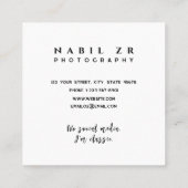 moderne Schwarzweißfotografie Quadratische Visitenkarte (Rückseite)