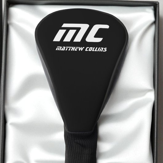 Moderne Schwarzweißsportarten Einfache Coole Monog Golf Headcover