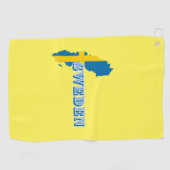 Moderne schwedische Art Letter Map Flag Souvenir Golfhandtuch (Horizontal)
