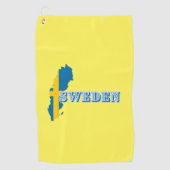 Moderne schwedische Art Letter Map Flag Souvenir Golfhandtuch (Vorderseite)