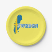 Moderne schwedische Art Letter Map Flag Souvenir Pappteller (Vorderseite)