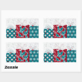 Moderne schwedische Red Blue Holiday Wrapped Gesch Rechteckiger Aufkleber (Blatt)