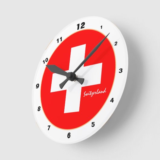 Moderne Schweizer Flagge & Schweiz Trend /Design Runde Wanduhr (Winkel)