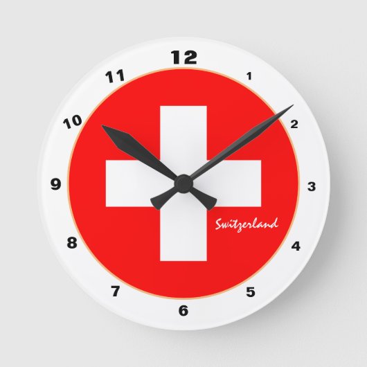 Moderne Schweizer Flagge & Schweiz Trend /Design Runde Wanduhr (Vorderseite)