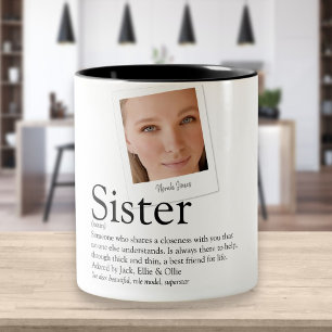Moderne Schwester-Definitions-Foto mit Spaß Zweifarbige Tasse