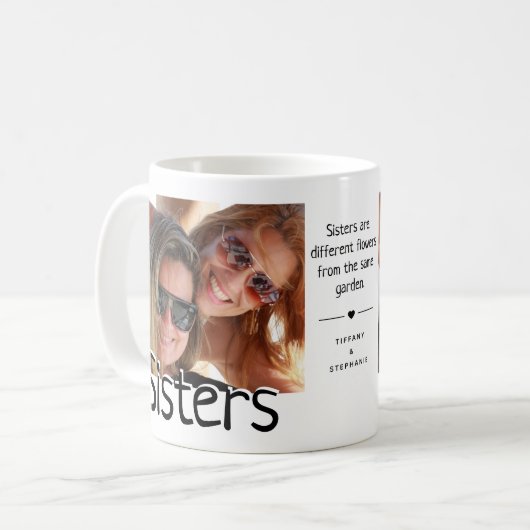 Moderne Schwester/s Foto & Angebot | Niedliche Fam Kaffeetasse (Vorderseite Links)