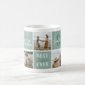 Moderne Schwester Sibling Foto Collage Grün Kaffeetasse (Mittel)