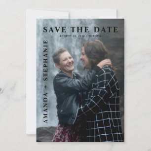 Moderne Schwule Paarfoto Save-the-Date-Karte Einladung