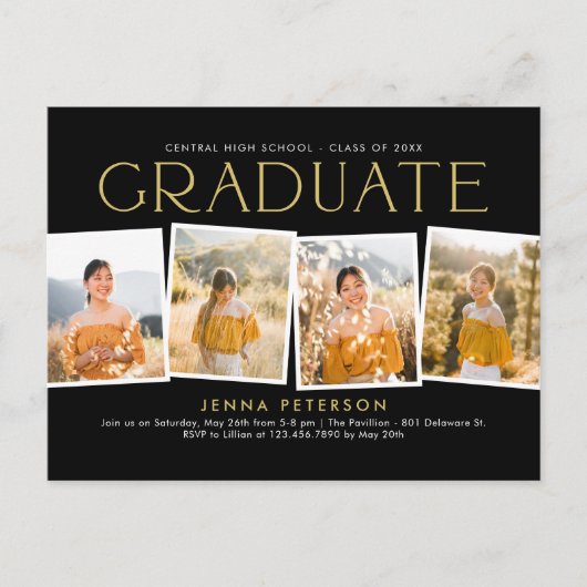 Moderne Scrapbook Graduation Party Postcard Postkarte (Vorderseite)