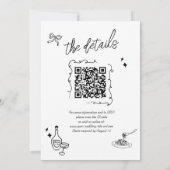 Moderne Scribble Doodle QR Code Einladung Hochzeit (Rückseite)