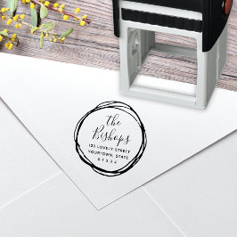 Moderne Scribble Round-Rücksendeadresse Permastempel