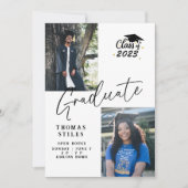 Moderne Script 2 Foto Collage Graduation Party Einladung (Vorderseite)