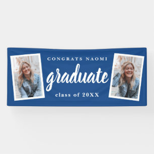 Moderne Script 2 Foto Graduation Party Banner