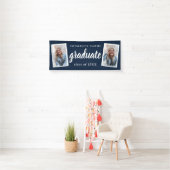 Moderne Script 2 Foto Graduation Party Banner (Insitu)
