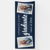 Moderne Script 2 Foto Graduation Party Banner (Vertikal)