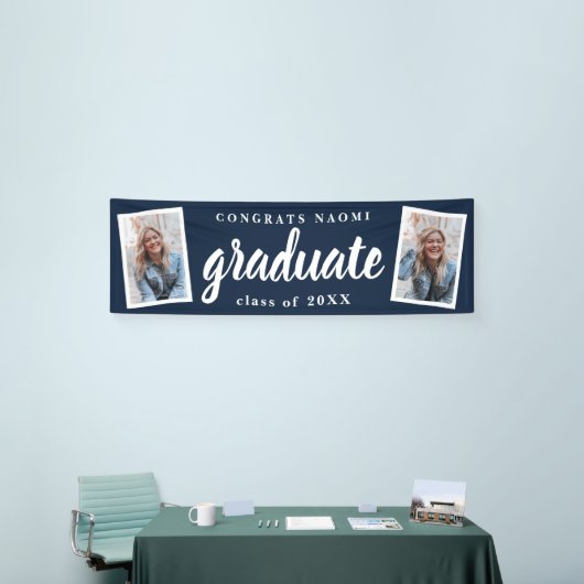 Moderne Script 2 Foto Graduation Party Banner (Messeveranstaltung)