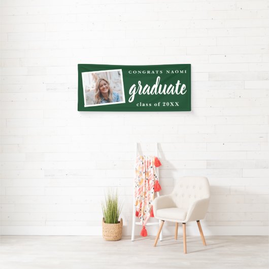 Moderne Script 2 Foto Graduation Party Banner (Insitu)