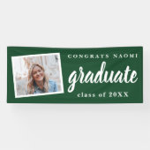 Moderne Script 2 Foto Graduation Party Banner (Horizontal)