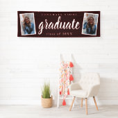 Moderne Script 2 Foto Graduation Party Banner (Insitu)