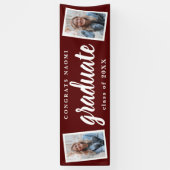 Moderne Script 2 Foto Graduation Party Banner (Vertikal)