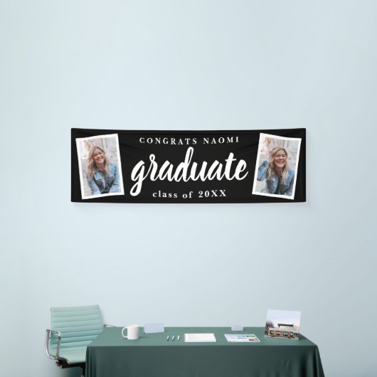 Moderne Script 2 Foto Graduation Party Banner (Messeveranstaltung)
