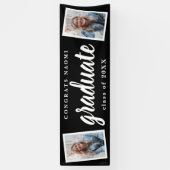 Moderne Script 2 Foto Graduation Party Banner (Vertikal)
