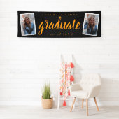 Moderne Script 2 Foto Graduation Party Banner (Insitu)