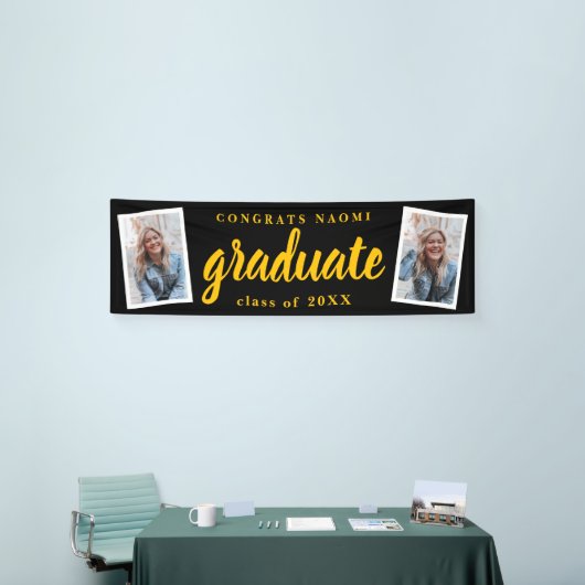 Moderne Script 2 Foto Graduation Party Banner (Messeveranstaltung)