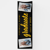 Moderne Script 2 Foto Graduation Party Banner (Vertikal)