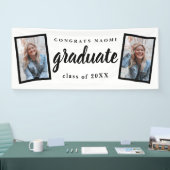 Moderne Script 2 Foto Graduation Party Banner (Messe)