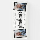Moderne Script 2 Foto Graduation Party Banner (Vertikal)