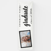 Moderne Script 2 Foto Graduation Party Banner (Vertikal)