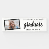 Moderne Script 2 Foto Graduation Party Banner (Horizontal)