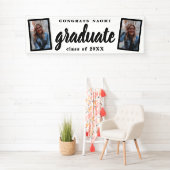 Moderne Script 2 Foto Graduation Party Banner (Insitu)