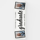 Moderne Script 2 Foto Graduation Party Banner (Vertikal)