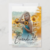 Moderne Script 2 Foto Graduation Party Einladung (Vorderseite)