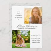 Moderne Script 2 Foto Graduation Party Einladung (Vorne/Hinten)