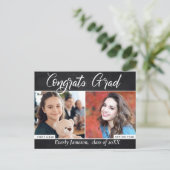 Moderne Script 2 FOTO Graduation Party Einladung Postkarte (Stehend Vorderseite)