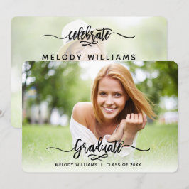 Moderne Script-2-Foto-Graduierungspartei mit Pinse Einladung