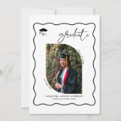 Moderne Script 2 Fotos Graduation Party Einladung (Vorderseite)