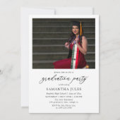 Moderne Script 2 Fotos Graduation Party Einladung (Rückseite)