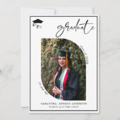 Moderne Script 2 Fotos Graduation Party Einladung (Vorderseite)