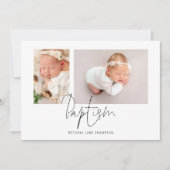 Moderne Script 2 Fotos Taufe Einladung (Vorderseite)