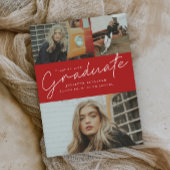 Moderne Script 3 Foto Collage Graduation Party Einladung